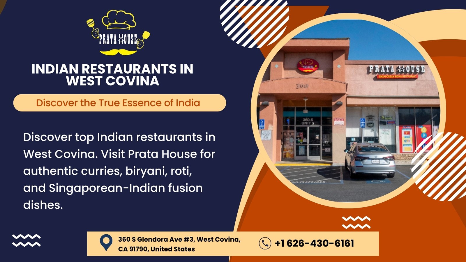 Front view of Prata House in West Covina, one of the best Indian restaurants in West Covina serving authentic curries, biryani, roti, and Singaporean-Indian fusion dishes.